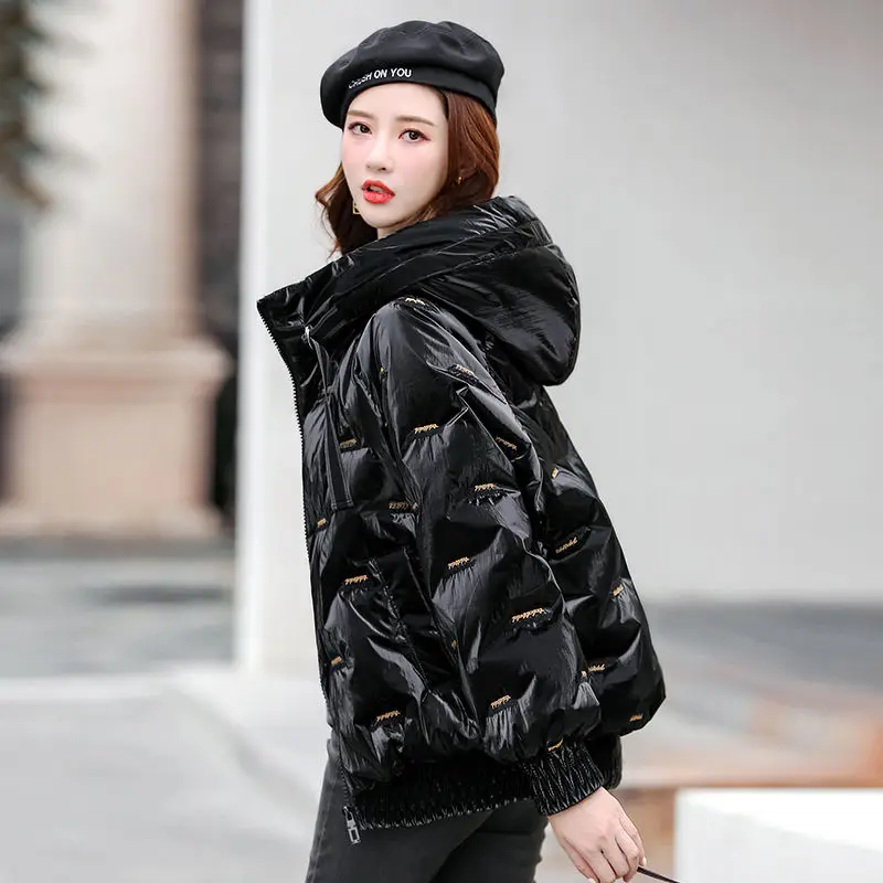 

Glossy Down Cotton Jacket Women 's Short 2020 Winter New Korean Style Loose Short-Height Thickened Warm Cotton Coat Coat