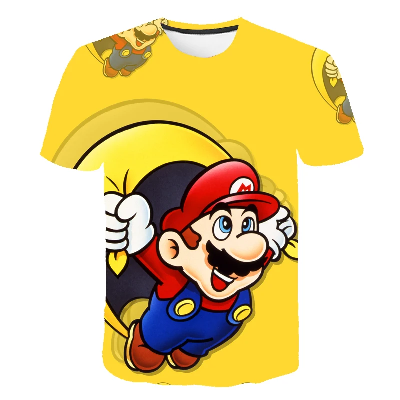 

2021 New 3D Super Mario T-Shirt Print Girls Funny Clothes Boys Costume Children Clothes Hot Cartoon Kids Designer T-Shirt Baby T