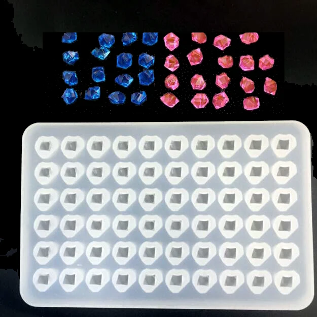 1=60pcs Diamond Irregular Stone UV Epoxy Mold Ice Cube Silicone Mold for jewelry making Pendant Resin Mold Decoration craft art