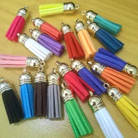 light gold cap suede tassel 3 8cm leather pendant diy jewelry making bead accessories charming for keychains earrings bags phone