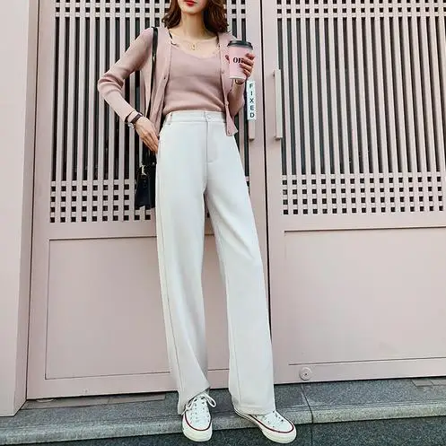 Свободные прямые женские брюки 2020 повседневные длинные с карманами OL Элегантные