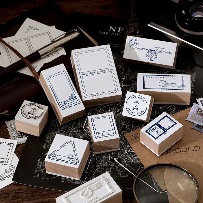 

Fabino Wooden Stamps Vintage Post Label Stamp DIY Wooden Rubber Stamps For Scrapbooking Stationery Scrapbooking Standard Seal