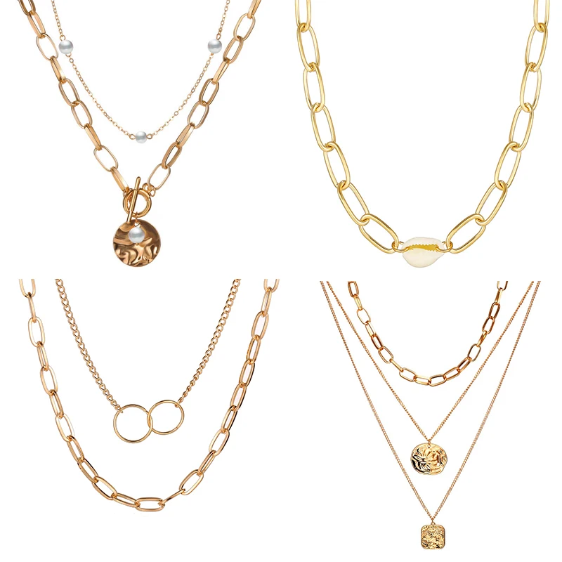 Модное женское ожерелье в стиле бохо элегантное металлическое колье с монетами