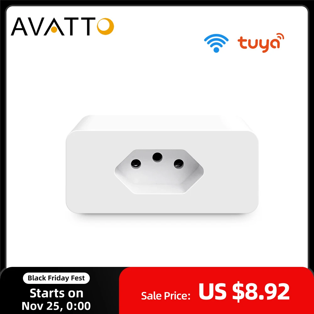 Смарт-розетка AVATTO Tuya, 16 А, Wi-Fi, с монитором мощности, приложение Smart Life, голосовая работа, для Google Home, Alexa - изображение