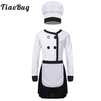 chef costume kids kitchen cook tshirt hat cap uniform children white work jackets restaurant halloween performance cosplay
