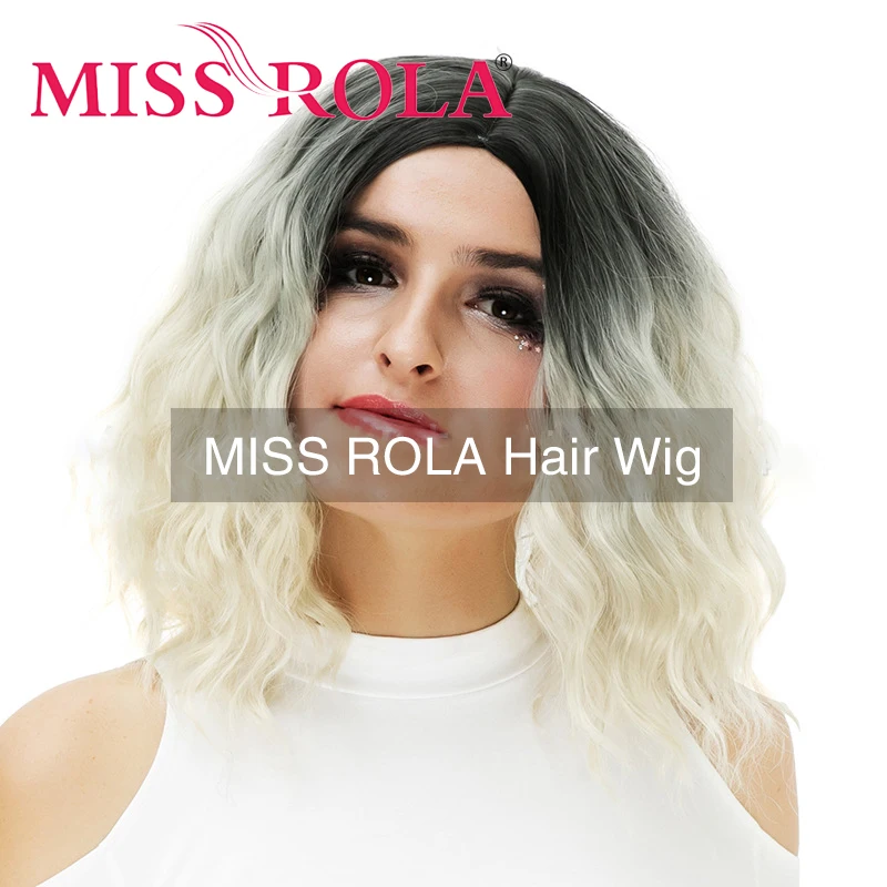 

MISS ROLA Short Wavy Blonde Synthetic Heat Resistant Fiber Wigs For Women Cosplay Women's Daily