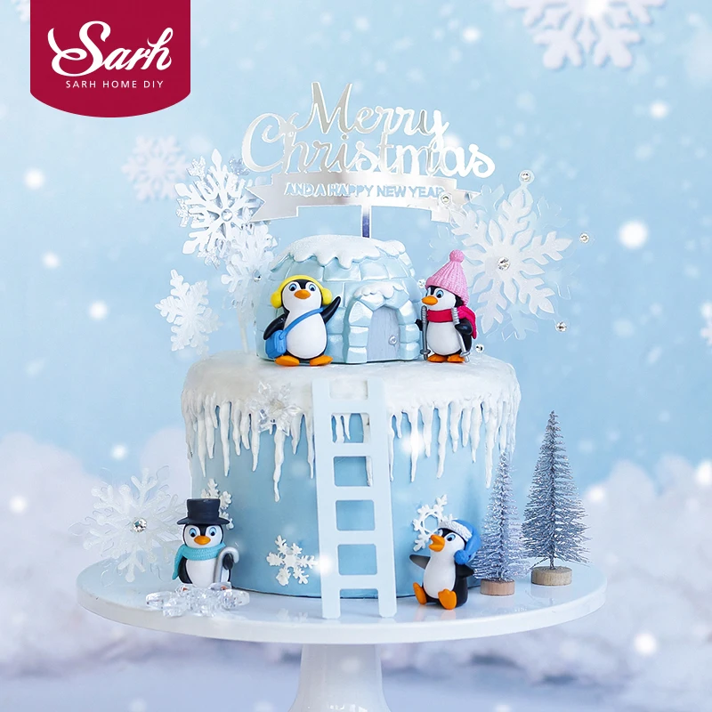 Рождественский зимний топпер для торта в виде пингвина детского праздника