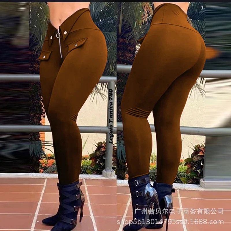 

2021 summer new waist design high waist skinny trousers woman pants