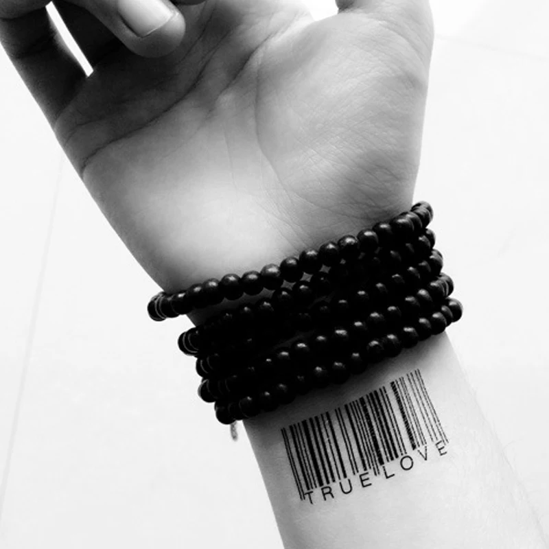 

Waterproof Temporary Tattoo Sticker QR Code Barcode Series Black Small Size Wrist Arm Body Art Tatto Fake Tatoo for Men Women