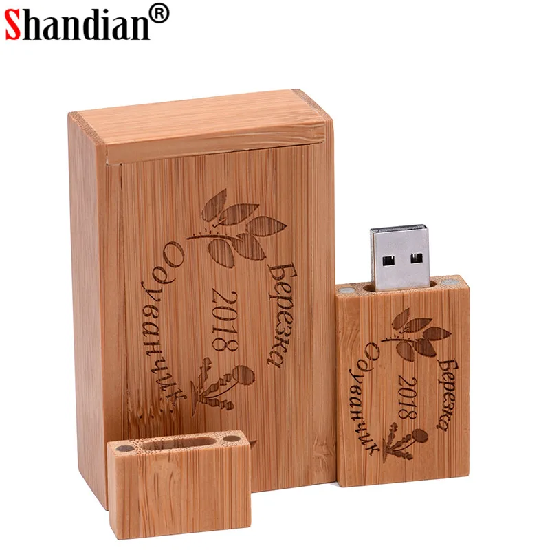 SHANDIAN Деревянный Маленький Квадратный Блок USB + коробка флэш накопитель 2.0 64 ГБ 32 16 8