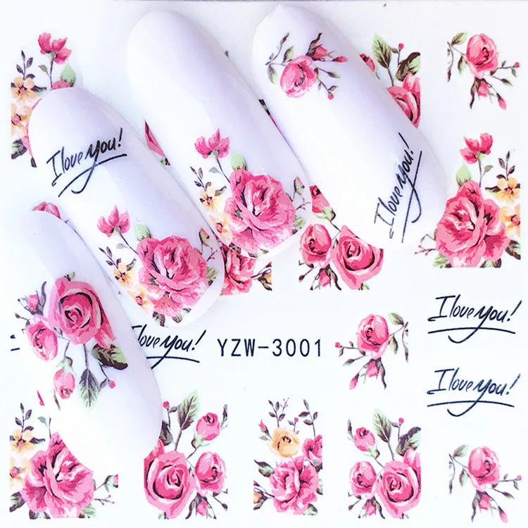 1 шт. наклейки для ногтей серия Kawaii Flower водные переводные Полное Обертывание