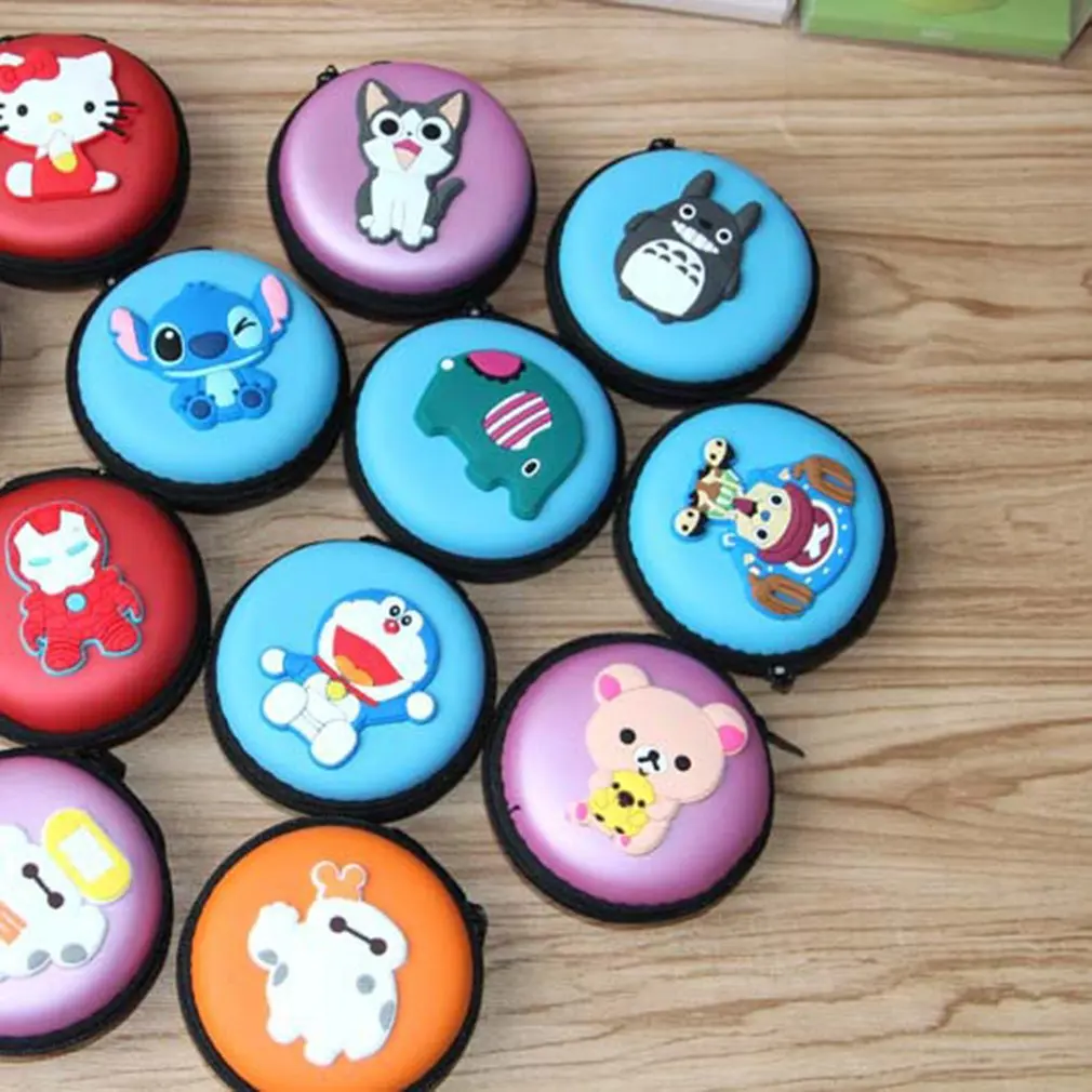 

Round Colorful Cartoon EVA Data Headset Package Creative Version With Cute Pendant Change Storage Bag