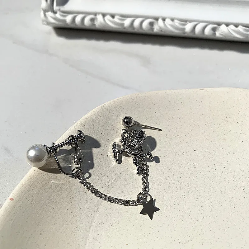 Японские и Южно корейские винтажные серебряные сережки с подвеской в форме