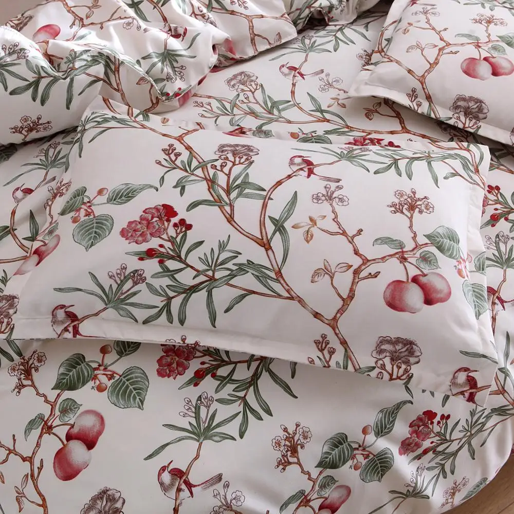 Flowers And Plants Bedding Set Cotton Article Printing 2 / 3 Pcs No Sheets Red Purple Quilt Cover Pillowcase Bedroom Queen | Дом и сад