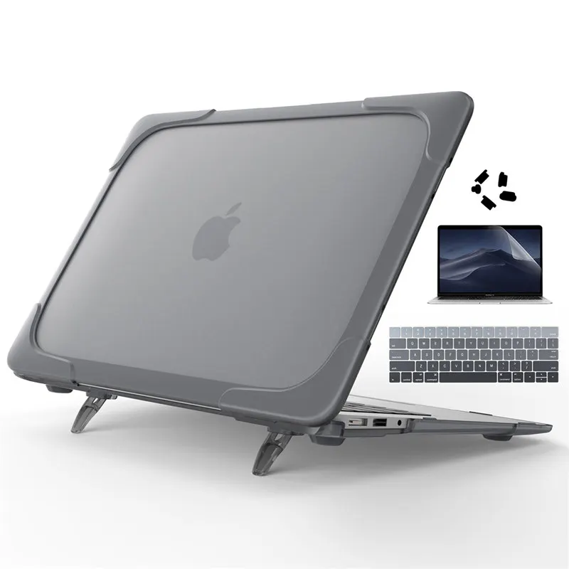Противоударный Внешний чехол для Macbook Air 11 12 13 NewPro 13,3 15 A2159 A1932 Жесткий пластиковый Чехол со складной подставкой - Цвет: Gray