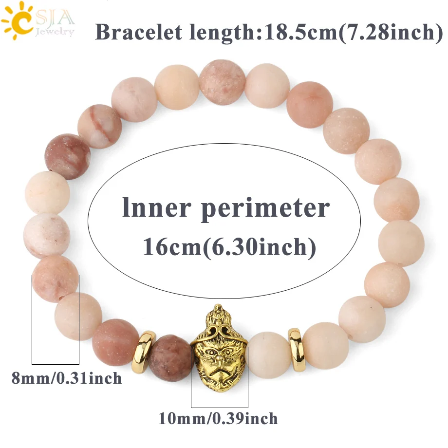 Женский браслет для йоги CSJA ярко-розовый эластичный с бусинами молитв Будды F440 |