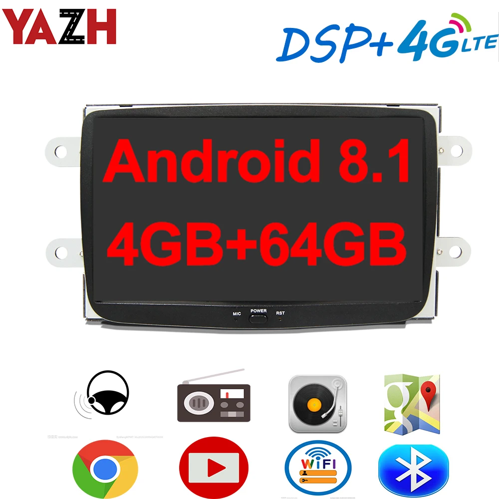 Автомобильный мультимедийный блок YAZH 4 ГБ 64 для Dacia/ Renault Sandero/Duster/Logan/Captur/ Lada Xary GPS