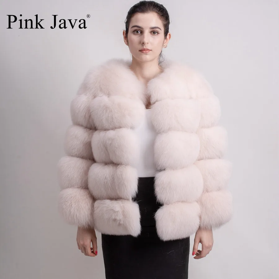 Розовая java QC8081 новая модель женская шуба из натурального Лисьего меха с длинными рукавами зимняя модная меховая одежда высокого качества