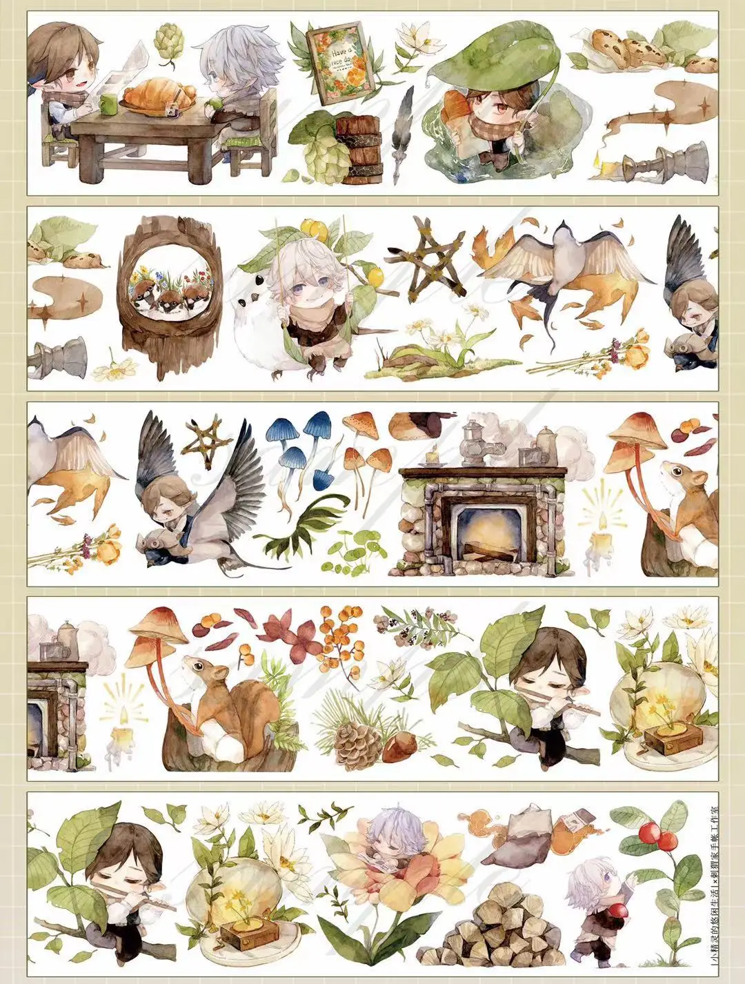 

Fairy Forest Elf Relaxing Time Washi Tape for Card Making Bullet Journal DIY Scrapbooking Label Sticker