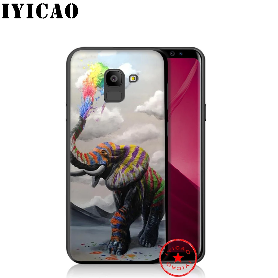 IYICAO слон с милыми животными мягкий чехол для телефона samsung Galaxy A9 A8 A7 J6 A6 плюс 2018 A5 A3