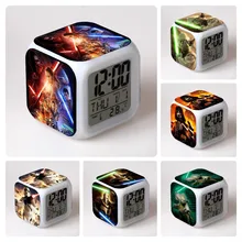 Star Wars: The Force Awakens Alarm Clock Movie LED Colorful Mood Square Clock Darth Vader Electronic Digital Gift for Children