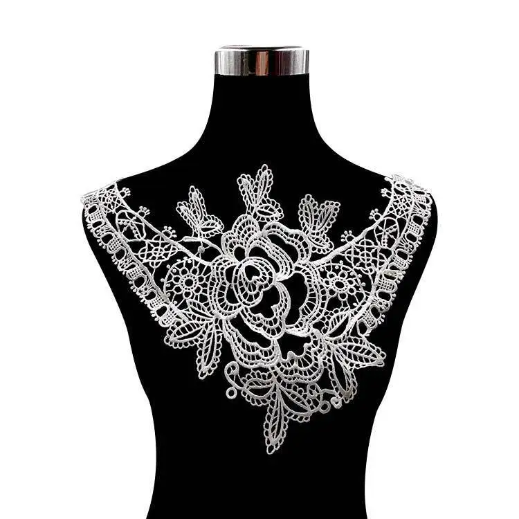 

1PCS Exquisite White Black Cotton Venise Embroidery Flowers Lace Collar Guipure Applique Blouse Clothing Dress Sewing Lace Patch
