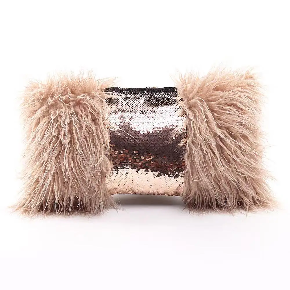 30x50 см новая Прямоугольная подушка из искусственной шерсти Золотая блестящая