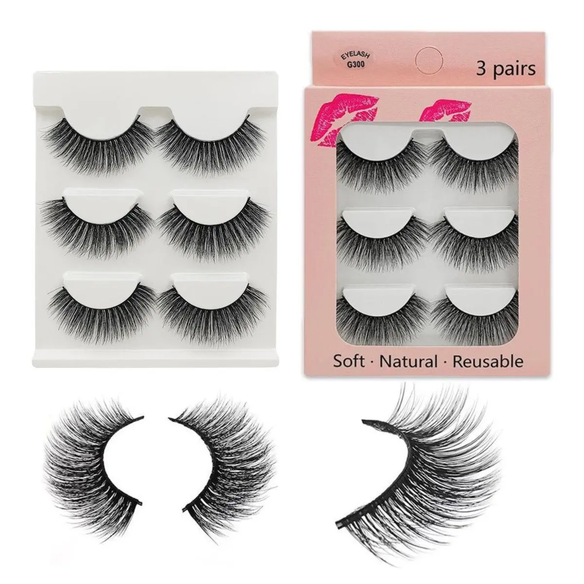 30 Pairs Reusable Eyelash Multipack 3D Soft Faux Mink False Eyelashes Handmade Wispy Fluffy Long Lashes Natural Eye Makeup Tools | Красота и