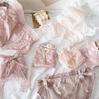 pink underwear female girl japanese style sweet and cute breathable sexy lace cotton crotch comfortable mid waist briefs