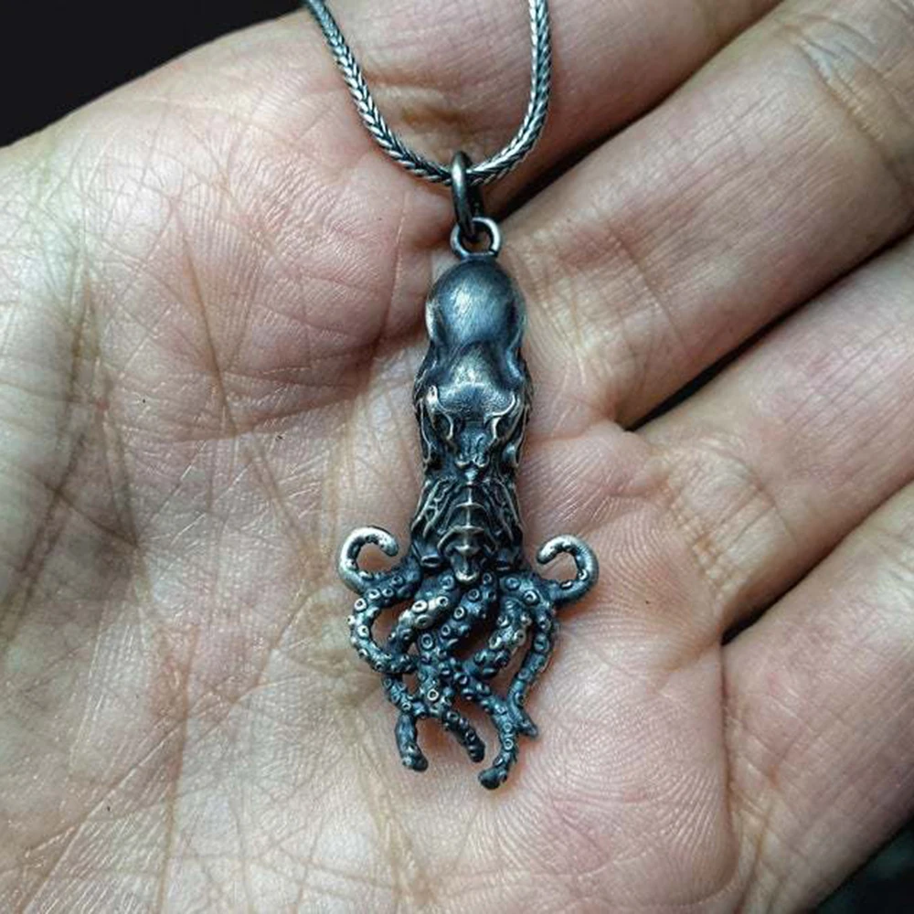 

Octopus Sea Monster Pendant Necklace Cthulhu Mythos Men's Necklace Pure Tin Anti-oxidation Jewelry 2021 Trend