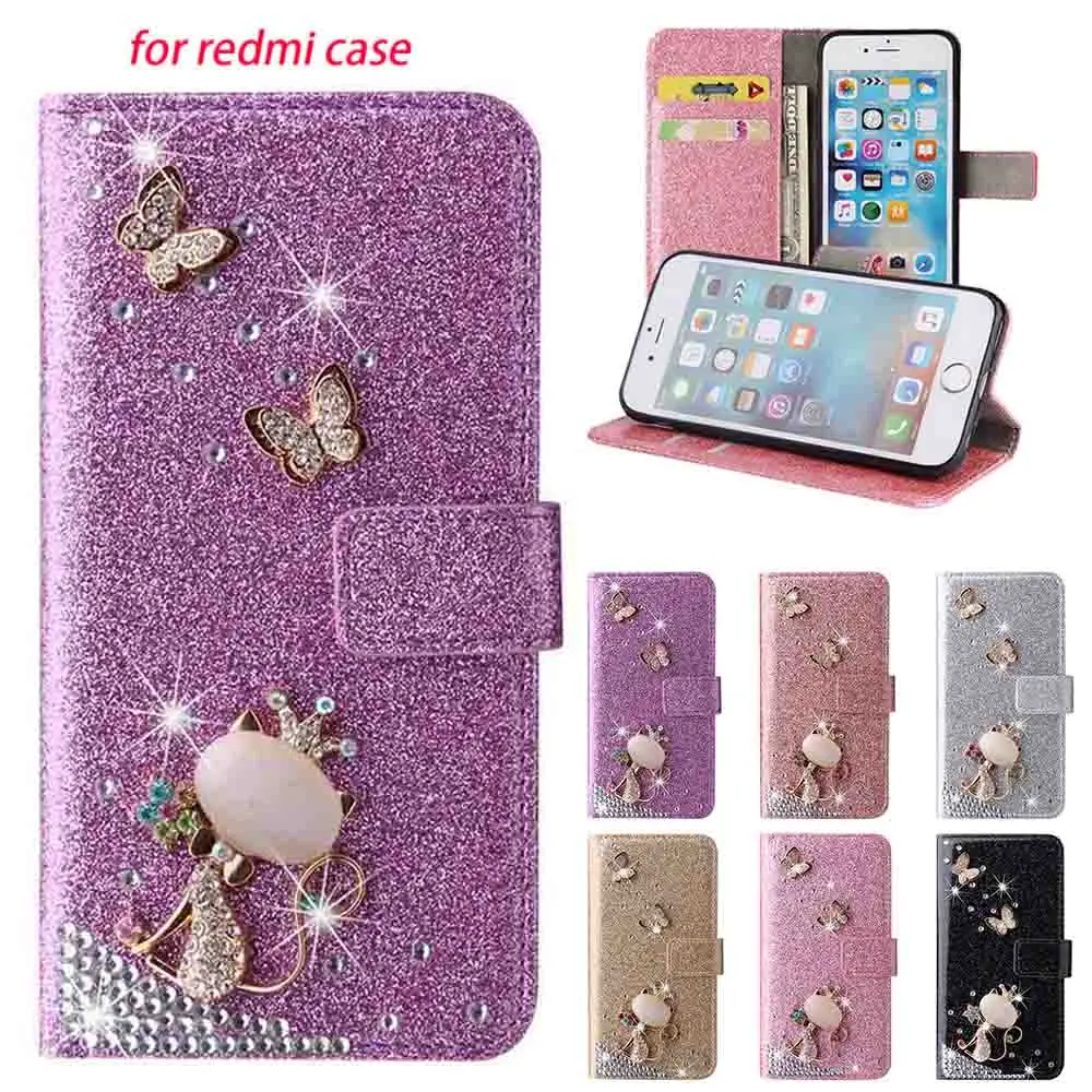 

Bling Rhinestone Card Slot Wallet Flip Diamond Leather Case for Redmi Note7 Note8 Note9 Note10 Pro Max 9A Foco X3NFC M3 11 Ultra