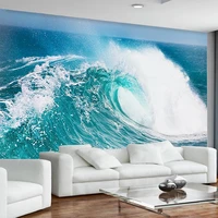 custom self adhesive wallpaper 3d abstract sea wave landscape photo wall mural living room theme hotel waterproof wall stickers