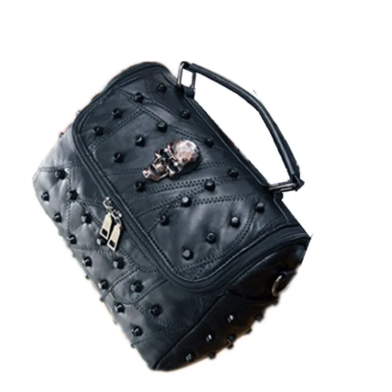 

2021 new leather handbags rivet skull portable small square bag casual messenger shoulder bag sac banane femme marsupio donna