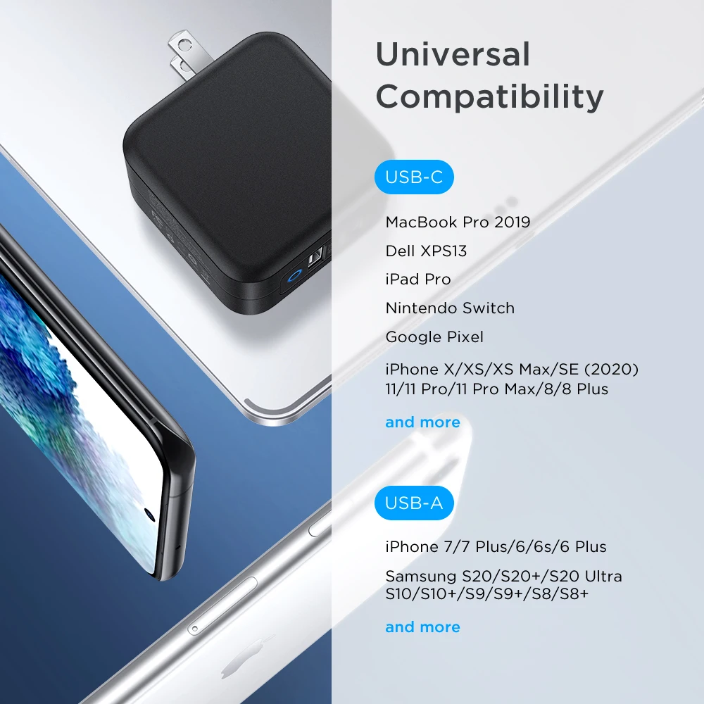 ESR 65 Вт Ган Зарядное устройство штепсельная вилка американского стандарта PD