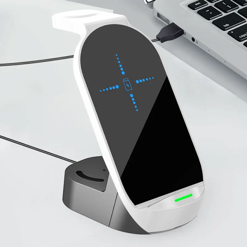 

Wireless Charger 15W Fast Charging for iPhone 11 Pro XR Samsung S21 S10 For Apple Watch 6 5 AirPods Dock Station With USB Charge