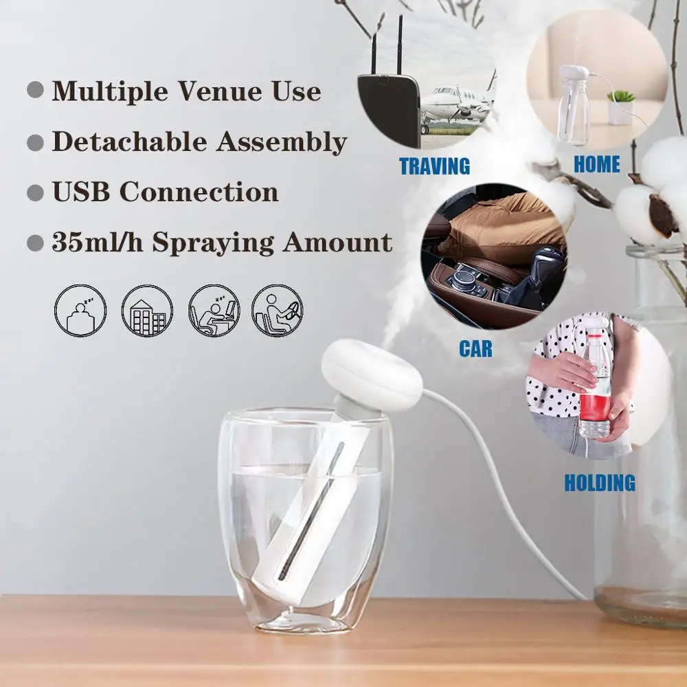 Портативный usb увлажнитель воздуха для путешествий мини бутылка воды колпачки