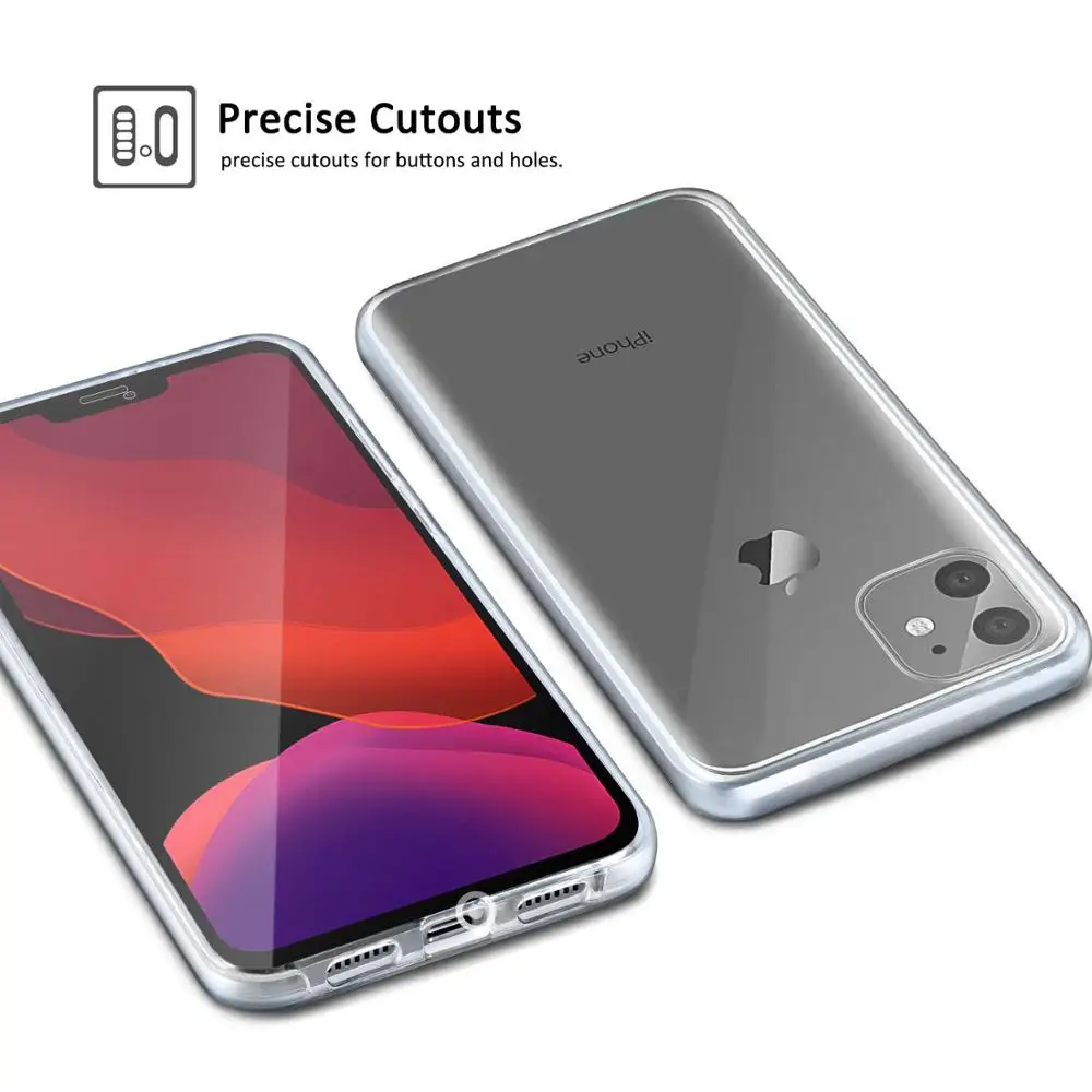 Прозрачный чехол с полным покрытием 360 градусов для iPhone 11 Pro Max 8 7 6 6s Plus прозрачный