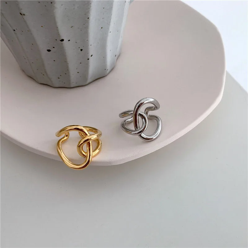 

VENTFILLE 925 Sterling Silver Minimalist Knotting Cross Open Finger Ring Ring For Women Accessories Gift