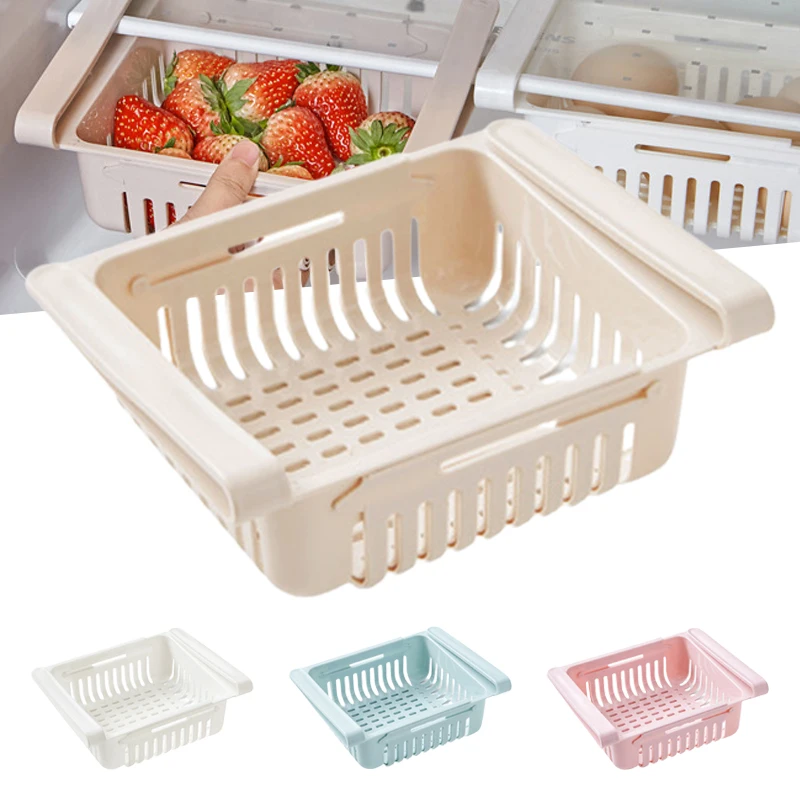 

Органайзер для хранения в холодильнике, многоярусный стеллаж для хранения, раздвижной ящик для холодильника, держатель для еды K888