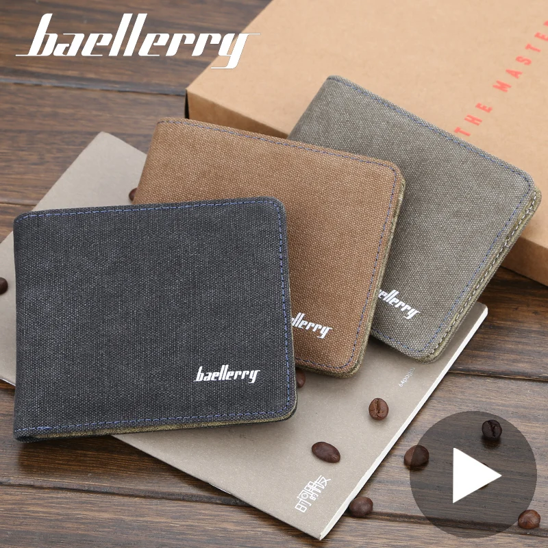 Холщовый короткий маленький мужской кошелек с отделением для монет сумка денег