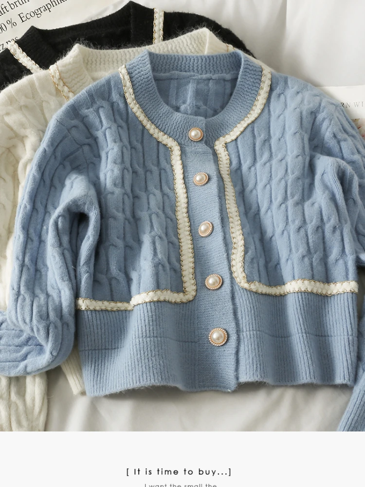 

Fall 2021 women clothing new Hot selling cropped cardigan women casual black knitted ladies tops vintage cardigan BVy792