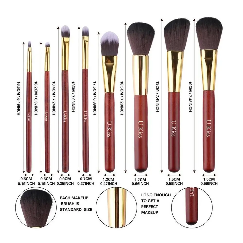

Multiple Functions Luxury Durable Lightweight Synthetic Fiber Bristle Wooden Brush Handle 8 Piece Makeup Brush Set