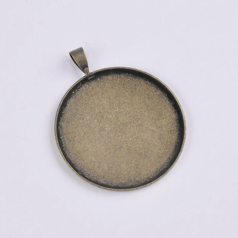 100pcs 35mm Antique Bronze Metal Tone Large Round Bezel Pendant Settings Pendant Blank Pendant Base Jewelry Making Findings