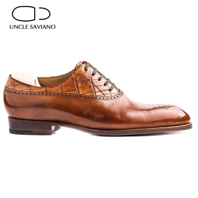 Uncle Saviano Oxford Dress Brogue Style Man Shoes Fashion Genuine Leather Shoe Best Formal Original Business Designer Mans Shoes