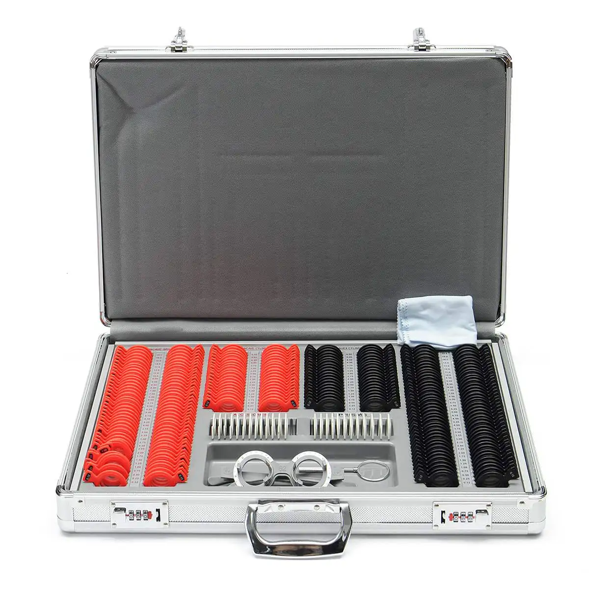 

266pcs Optical Trial Case Lenses Sphere Cylinder Lenses Prism Frame Kit Optometry Trial Testing Lenses Glasses Aluminium Case
