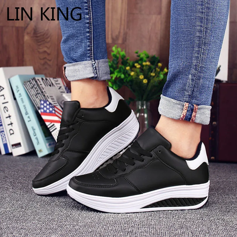 LIN KING/женская повседневная обувь увеличивающая рост Дышащая модная