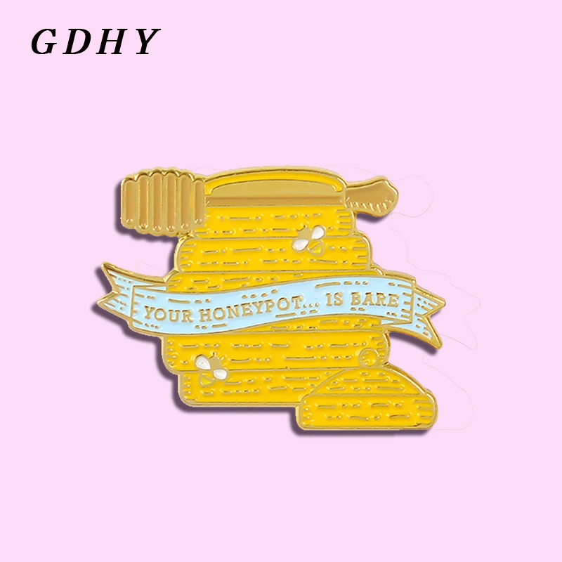 Эмалированные булавки GDHY Hive в виде пчелы медового горшка Милые Броши вашего