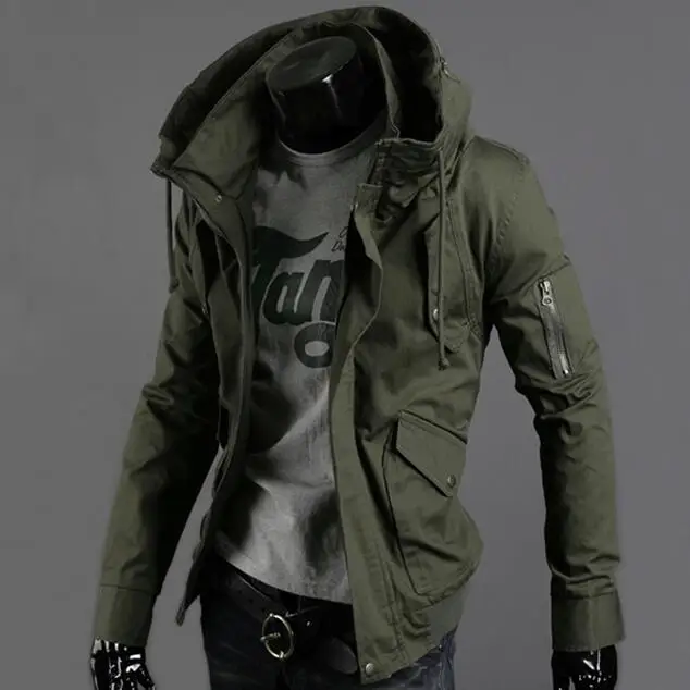 Jacket Men Youth Coat Winter Green Hooded 5XL Outer Clothing