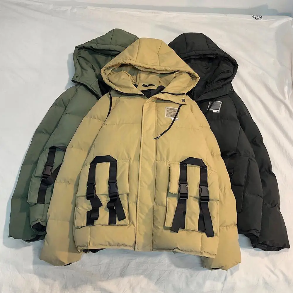 Новинка 2019 Мужская парка пальто зеленое с капюшоном зимнее для мужчин теплое