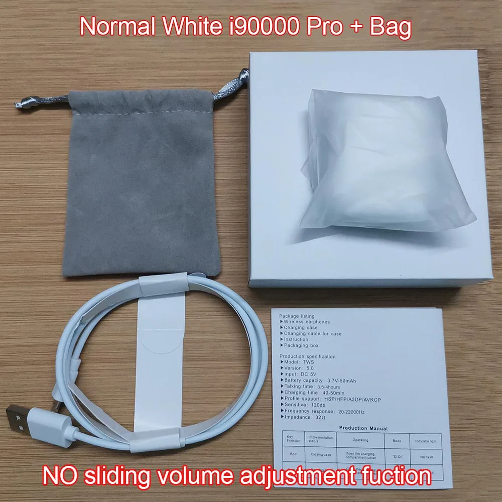 Normal White Новейший i90000 Pro Tws Air 2, беспроводной Bluetooth наушник с регулировкой громкости 8D, супер бас PK i50000 i5000 i9000TWS - Цвет: Normal White
